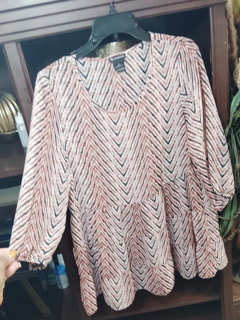 new directions Pink Chevron Tiered Tunic Top